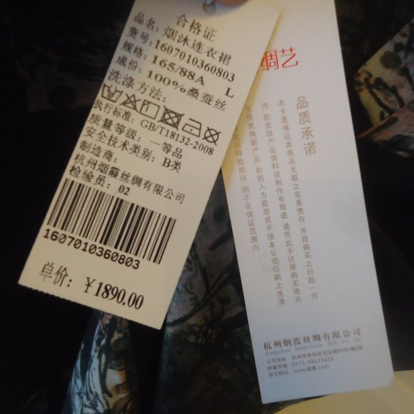 Hanhzhou Mulberry Silk Traditional Dress Art Smoke  Size L NWT's. - Picture 7 of 15